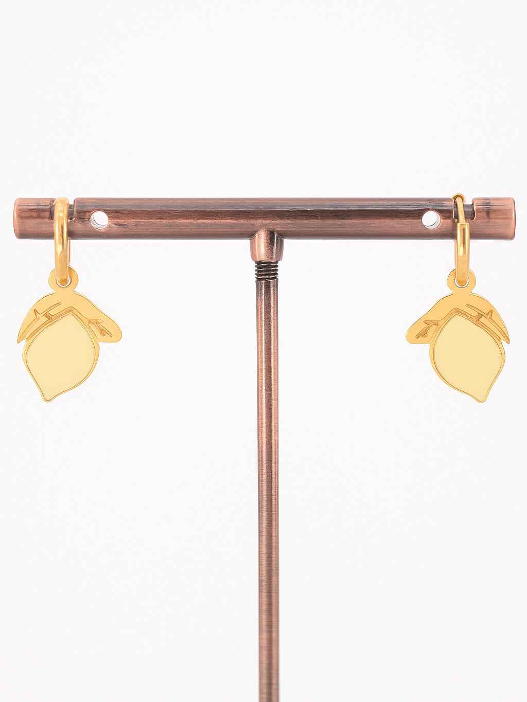 Aros pequeños limón en acero inoxidable Baño de Oro – Pendientes minimalistas resistentes al agua