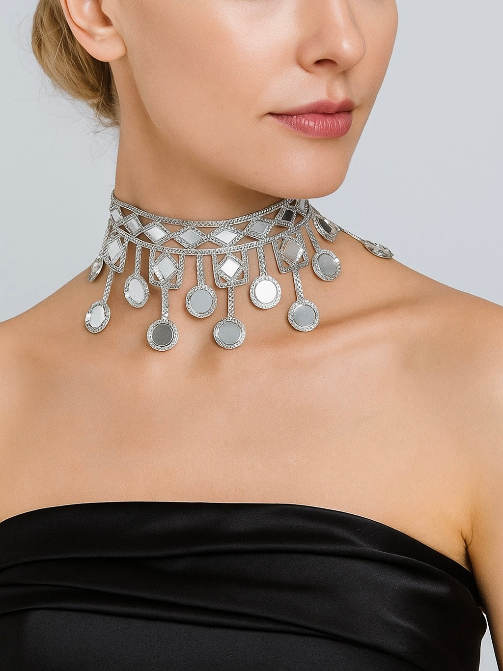Choker espejos Dorado mujer