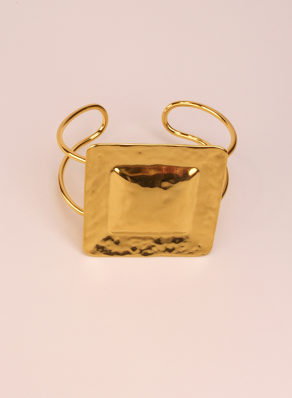 Brazalete Cuadrado Grande Acero Inoxidable | Baño de Oro 14k