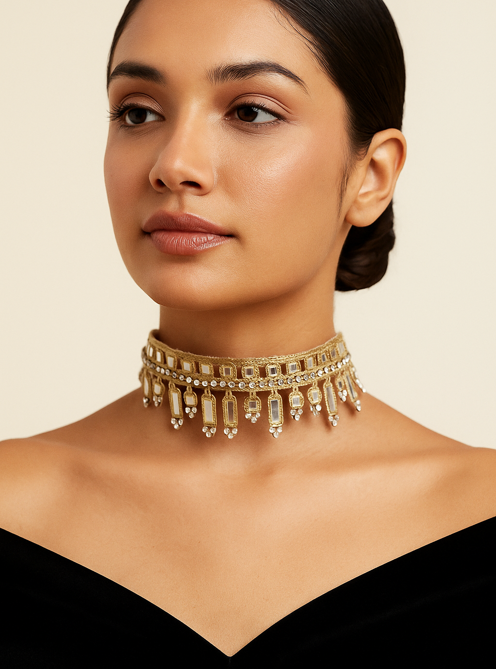 Choker espejos Dorado mujer