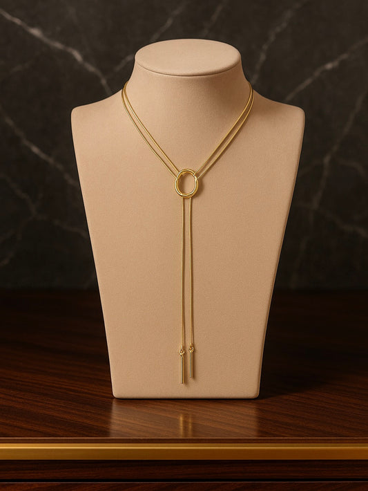 Collar Aro Entrelazado Largo | Baño de Oro 14k