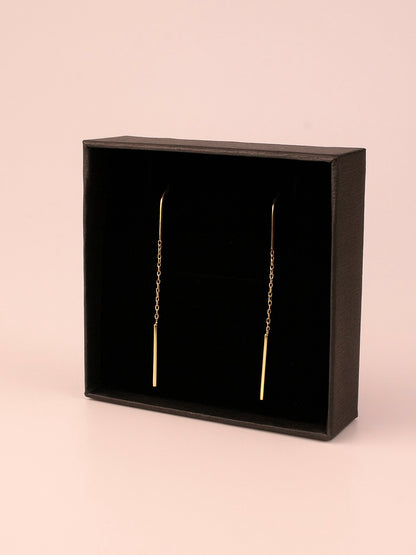 Pendientes Largos Cadena | Baño de Oro 14k