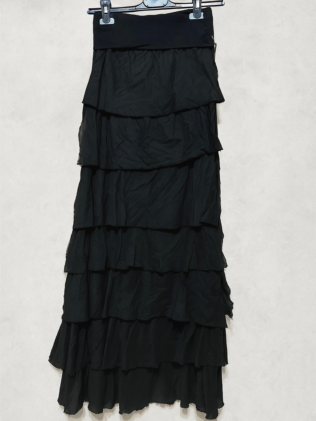 Falda volantes de gasa larga de otoño en colores marrón, negro, verde, vino, beige y blanco