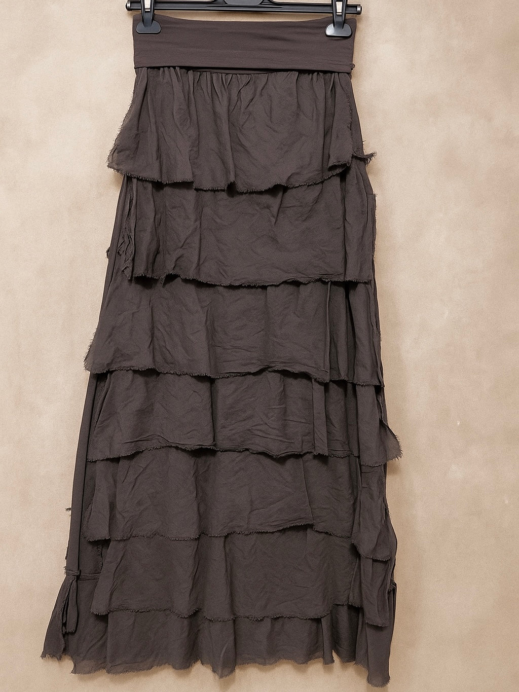 Falda volantes de gasa larga de otoño en colores marrón, negro, verde, vino, beige y blanco