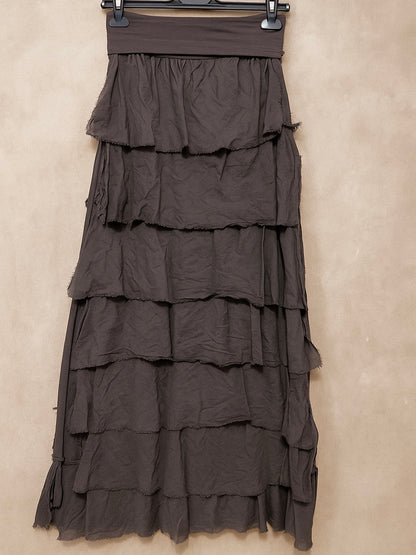 Falda volantes de gasa larga de otoño en colores marrón, negro, verde, vino, beige y blanco