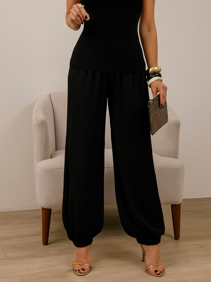 Pantalón bombacho satinado mujer de otoño | Elegante y versátil