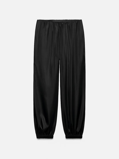 Pantalón bombacho satinado mujer de otoño | Elegante y versátil