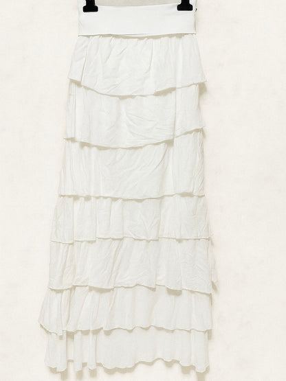 Falda volantes de gasa larga de otoño en colores marrón, negro, verde, vino, beige y blanco