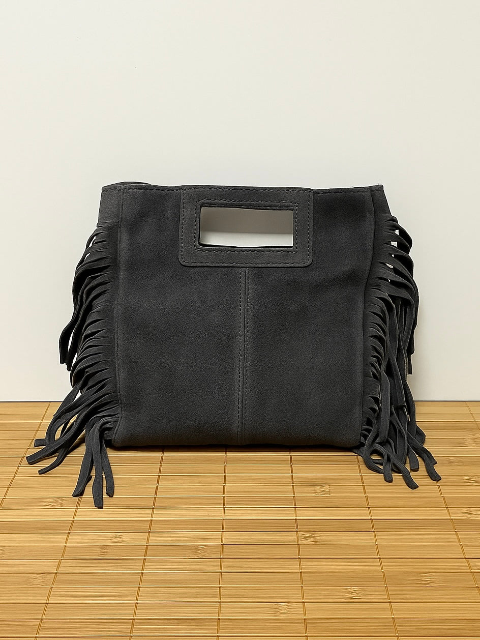 Bolso con flecos y con asa larga de hombro para colgar  – 27x25x7 cm