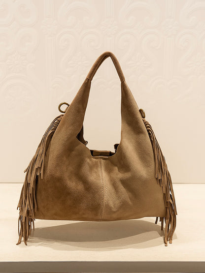 Bolso con flecos y con asa larga de hombro para colgar  – 27x25x7 cm