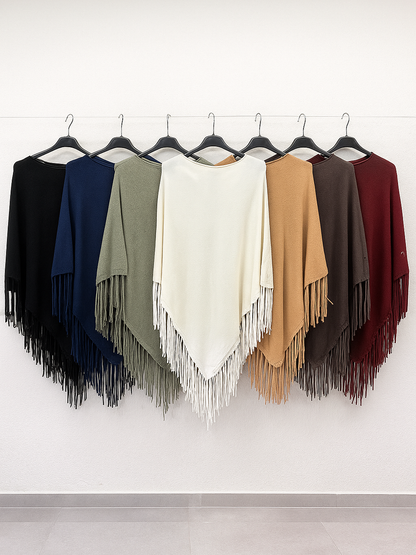 Capa de Punto Flecos en Pico | Talla Única (XS a XL)