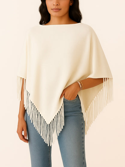 Capa de Punto Flecos en Pico | Talla Única (XS a XL)