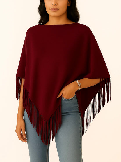 Capa de Punto Flecos en Pico | Talla Única (XS a XL)
