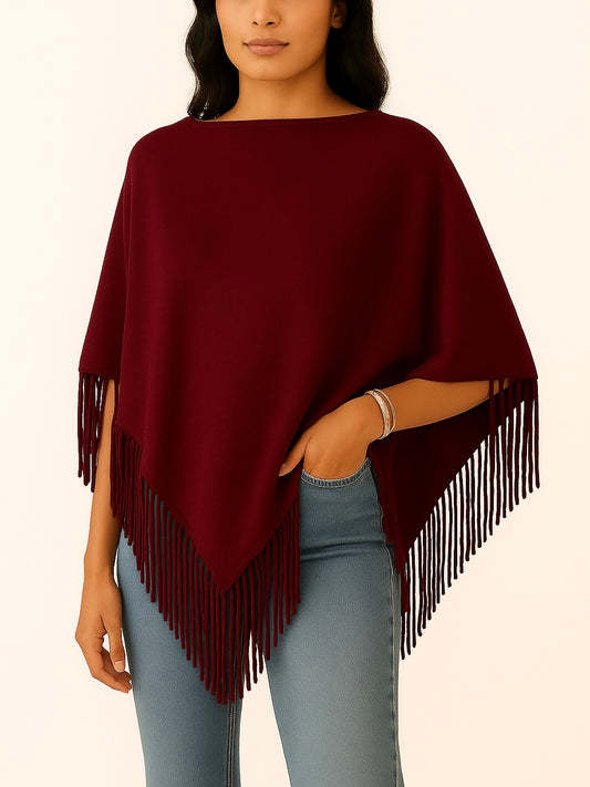 Capa de Punto Flecos en Pico | Talla Única (XS a XL)