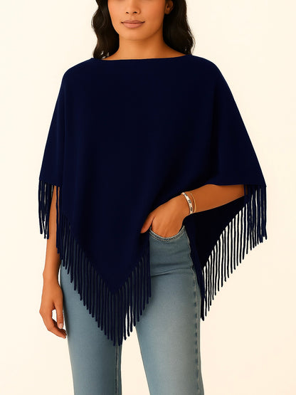 Capa de Punto Flecos en Pico | Talla Única (XS a XL)