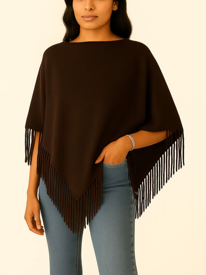 Capa de Punto Flecos en Pico | Talla Única (XS a XL)