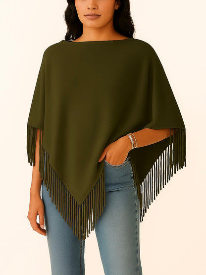 Capa de Punto Flecos en Pico | Talla Única (XS a XL)