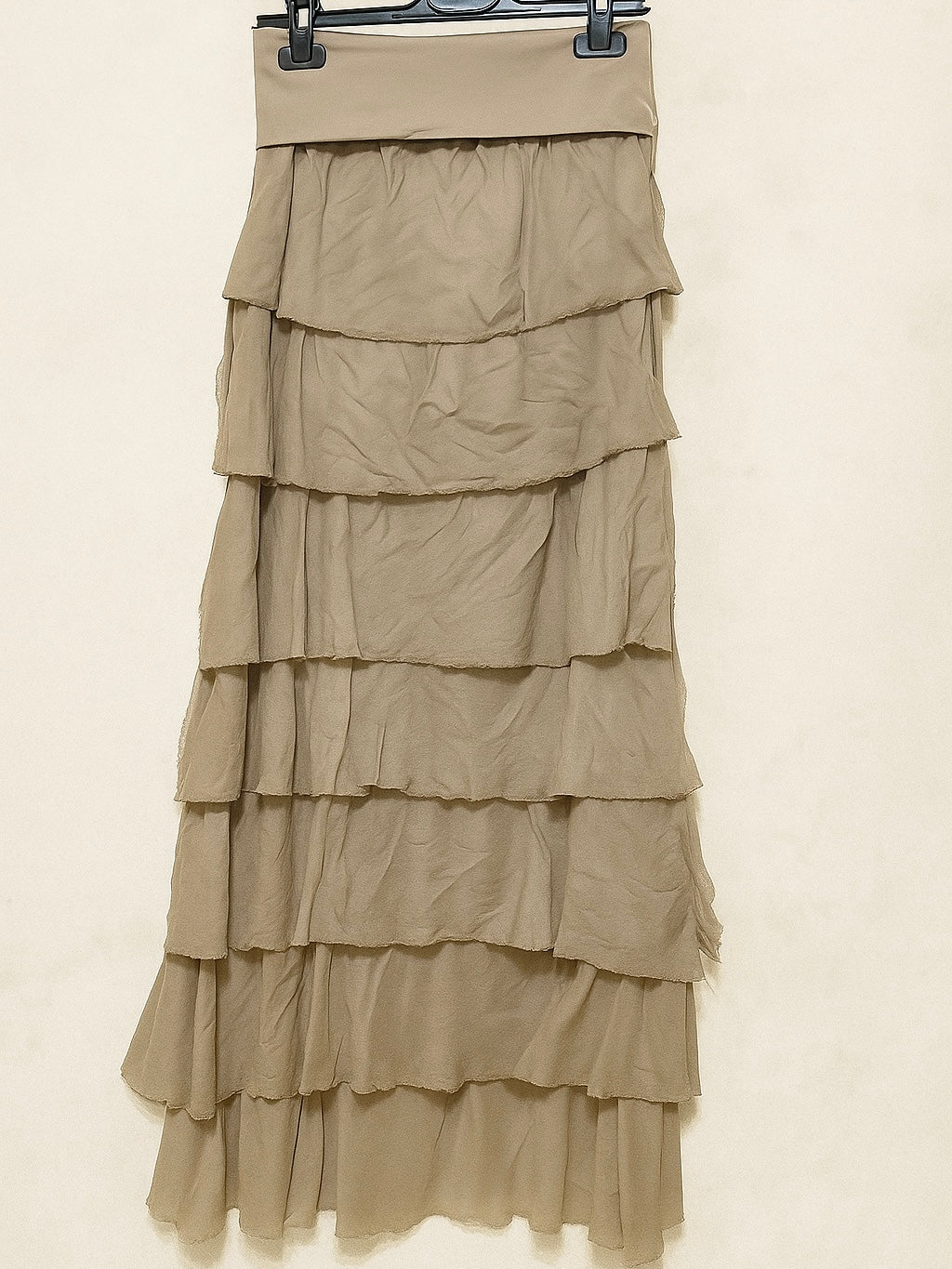 Falda volantes de gasa larga de otoño en colores marrón, negro, verde, vino, beige y blanco