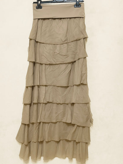 Falda volantes de gasa larga de otoño en colores marrón, negro, verde, vino, beige y blanco