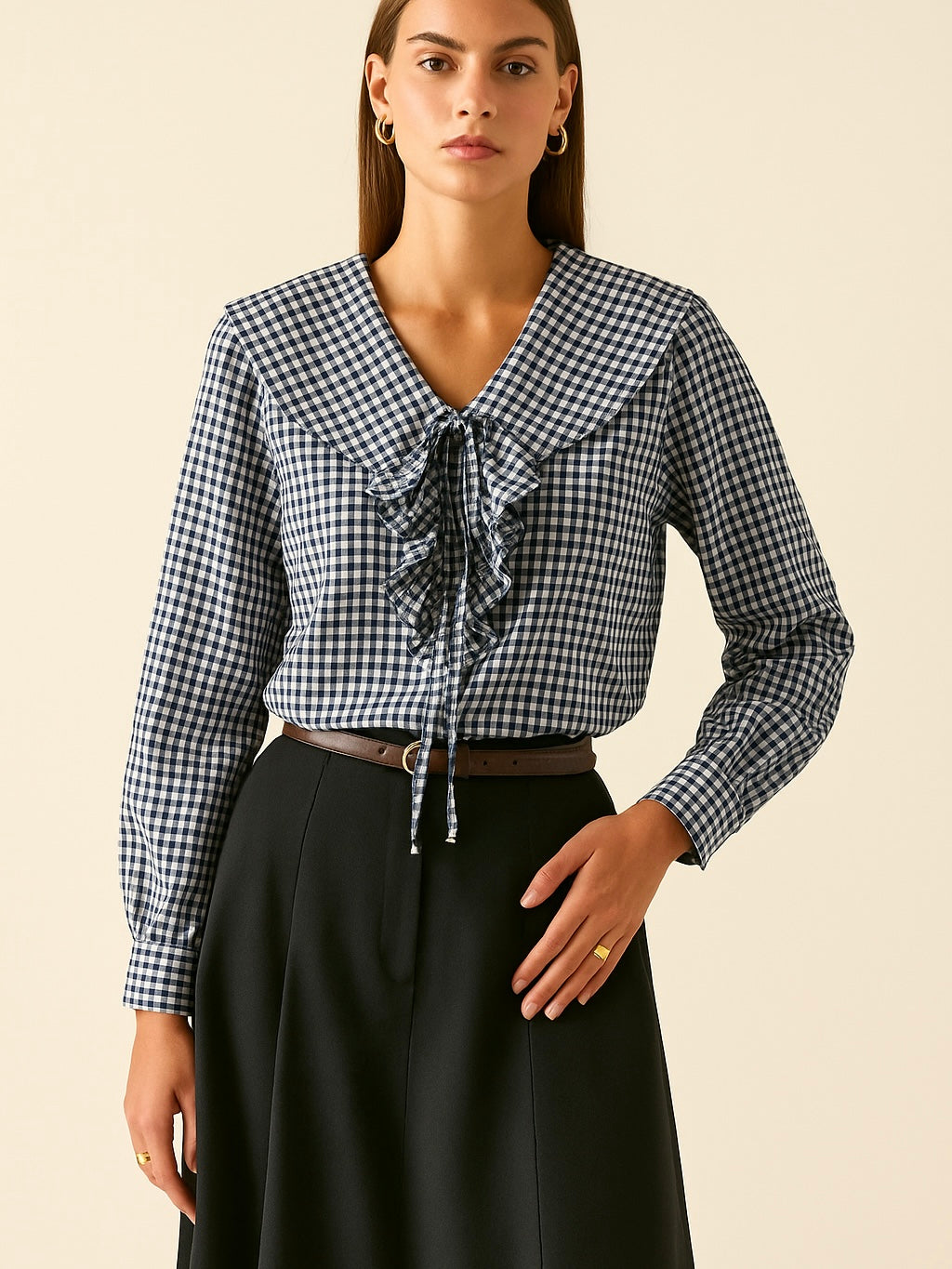 Camisa cuadros vichy con volantes mujer | Disponible en 4 colores | Tallas XS, S, M, L