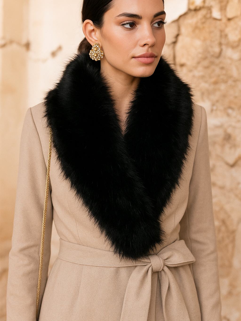 Cuello largo y grueso de Pelo efecto natural Cruzado – Suave y elegante