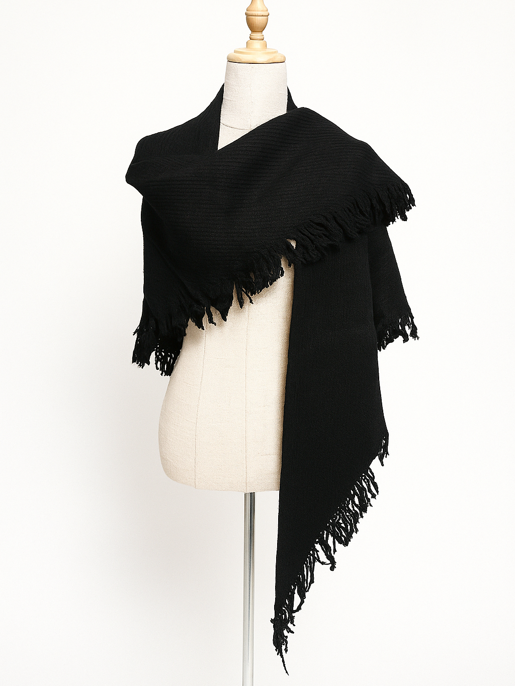 Capa o Chal de Punto con Flecos Multiposición | Grueso y elegante para otoño/invierno