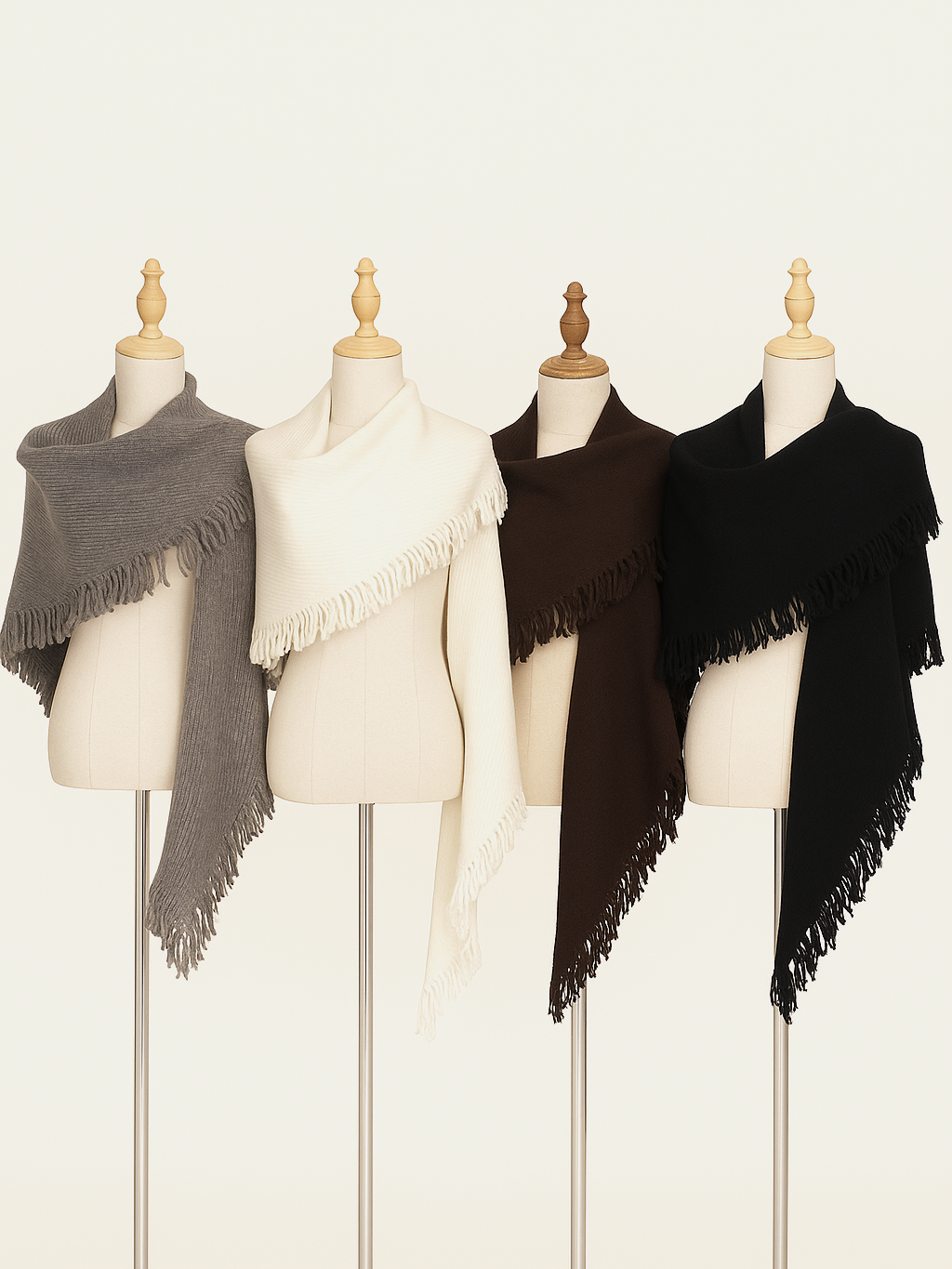 Capa o Chal de Punto con Flecos Multiposición | Grueso y elegante para otoño/invierno