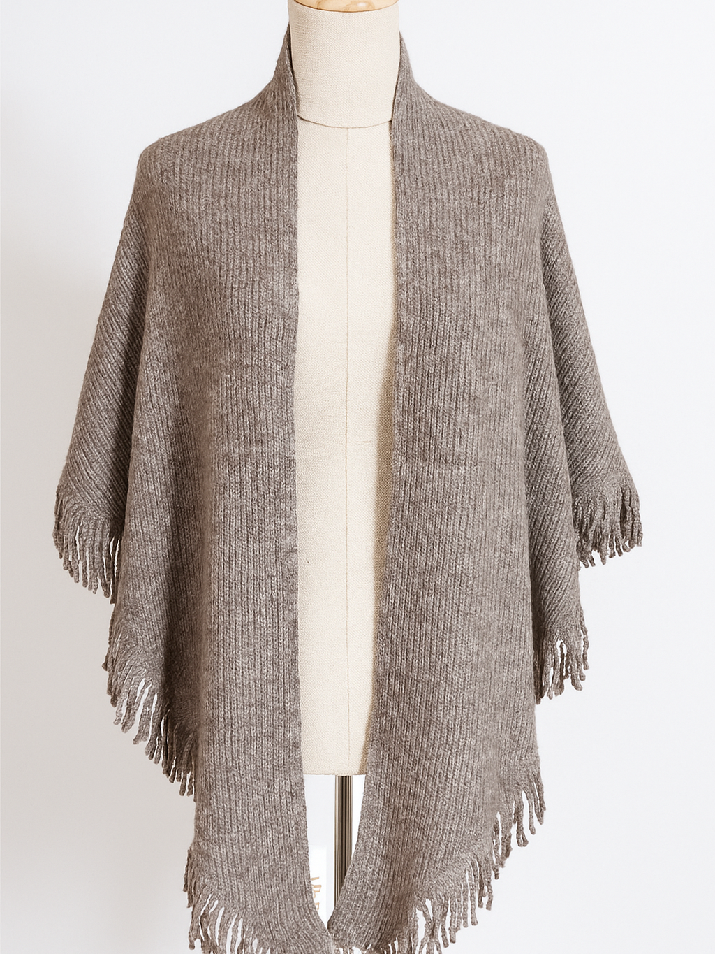 Capa o Chal de Punto con Flecos Multiposición | Grueso y elegante para otoño/invierno