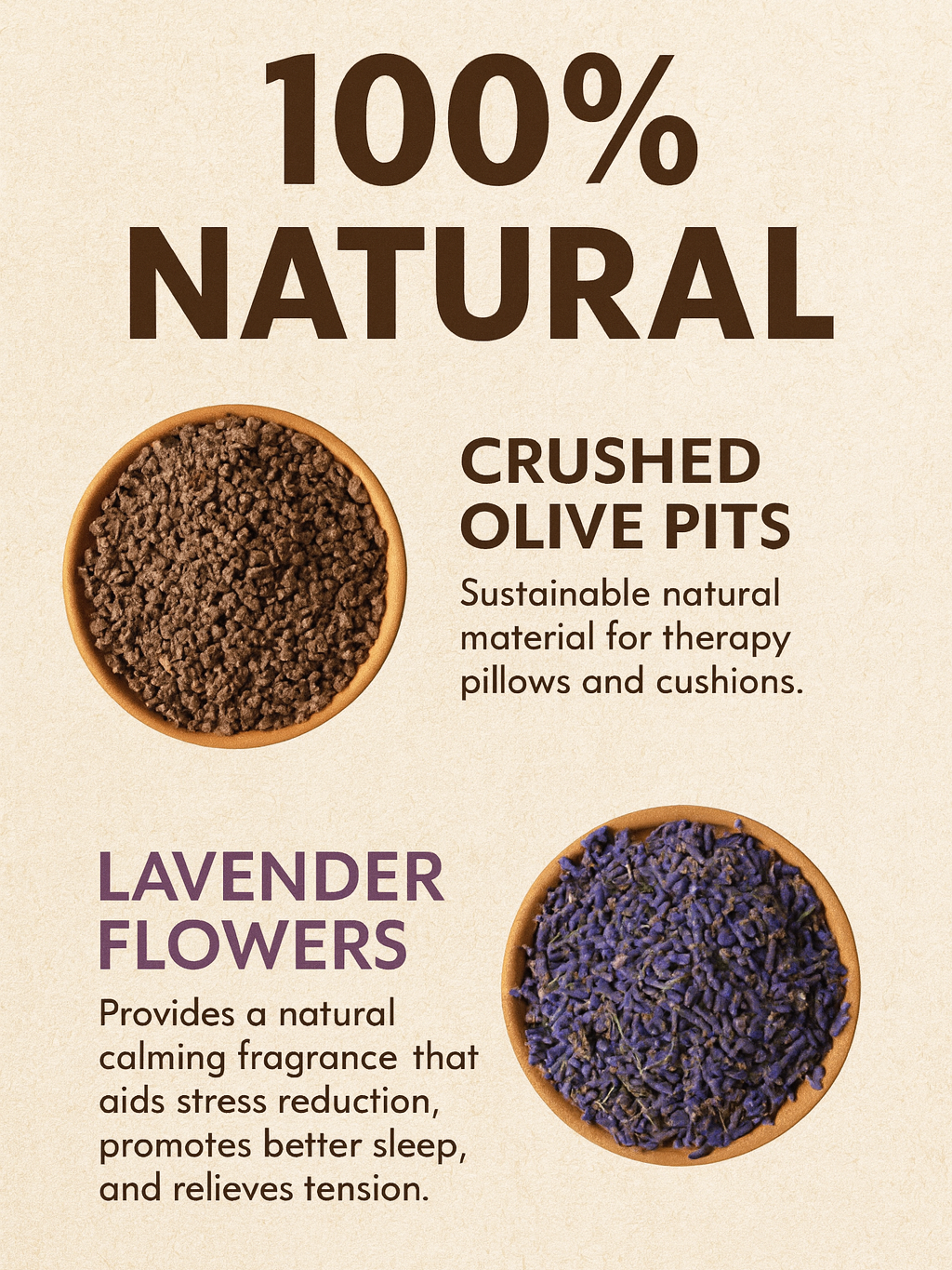 Saco de Semillas Térmico de Hueso de Aceituna y Flores de Lavanda | Apto para efecto calor o frío