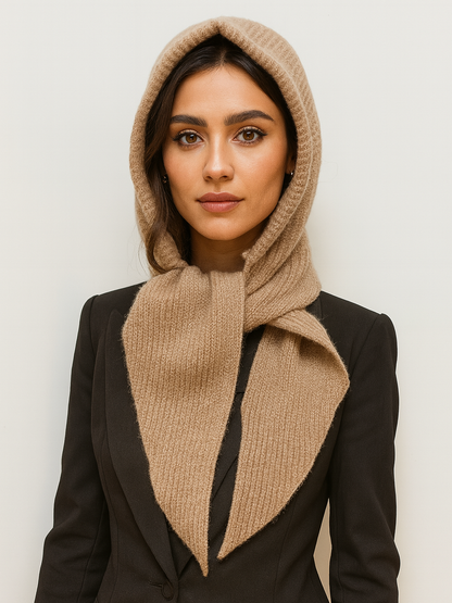 Balaclava de Punto con Lazo y Capucha – Bufanda Acabado en Pico y Efecto Lazo