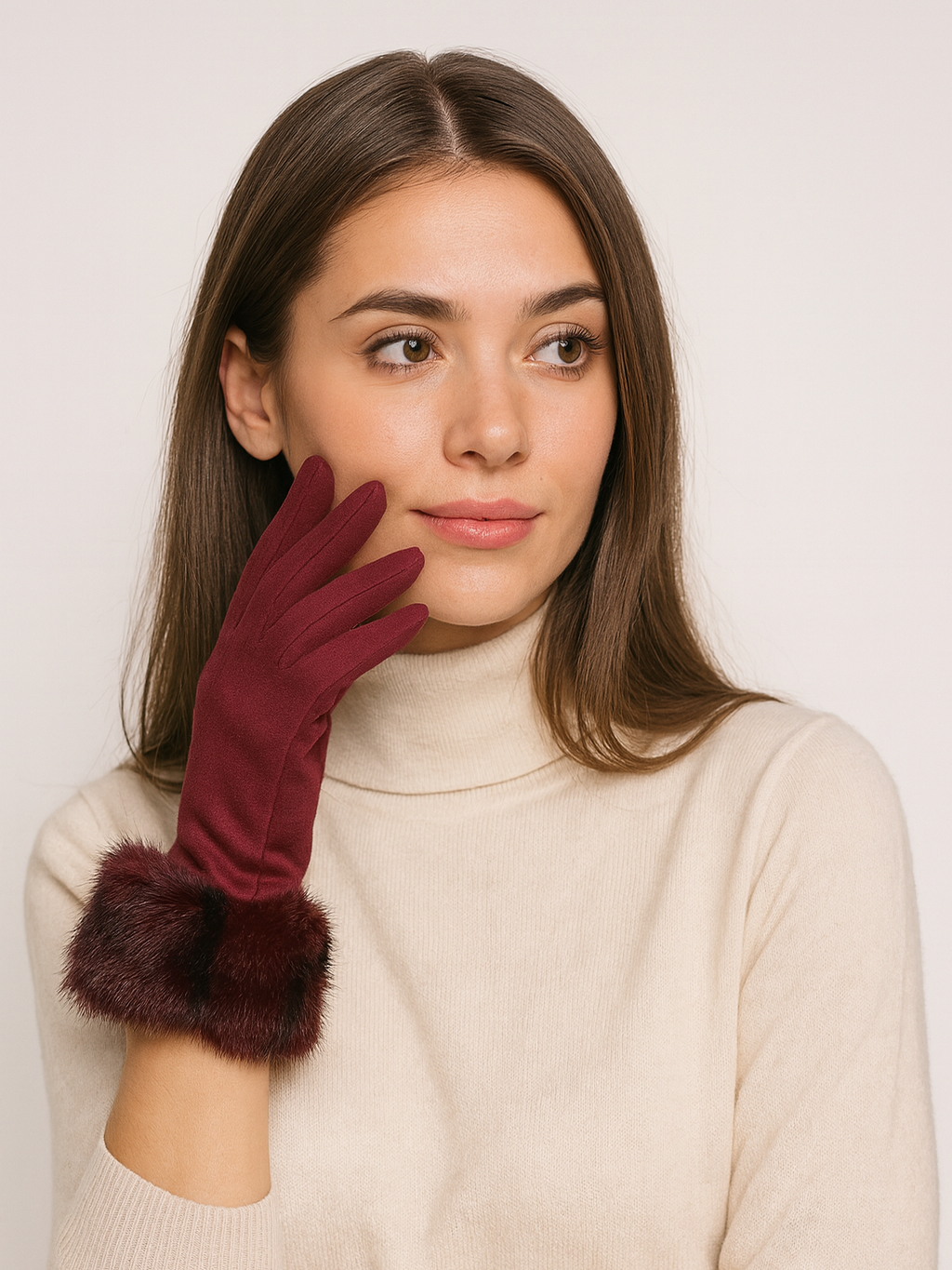 Guantes de Antelina con Puño de Pelo Sintético – Táctiles y Elegantes