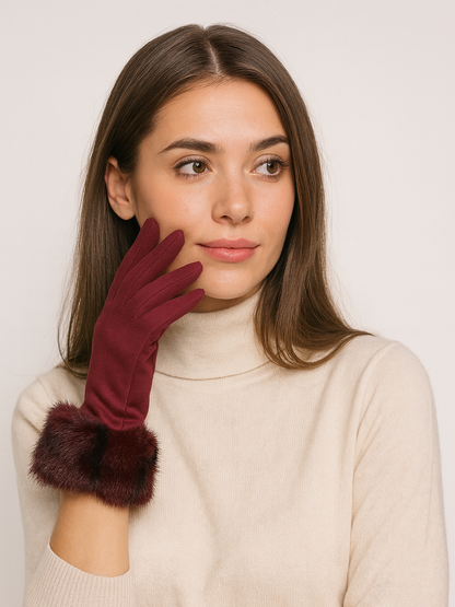 Guantes de Antelina con Puño de Pelo Sintético – Táctiles y Elegantes
