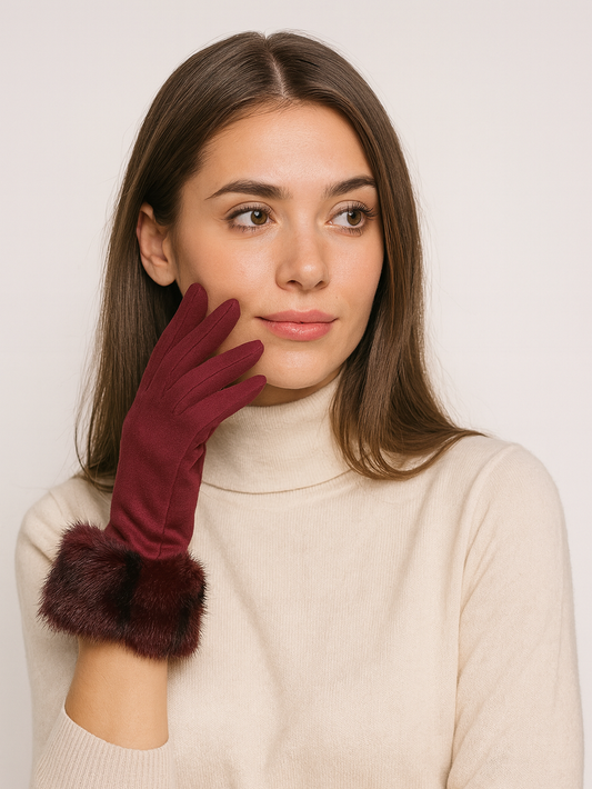 Guantes de Antelina con Puño de Pelo Sintético – Táctiles y Elegantes