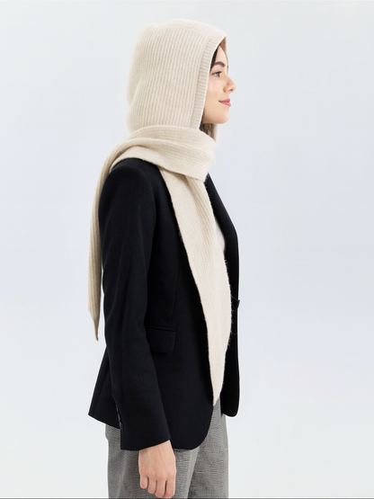 Balaclava de Punto con Lazo y Capucha – Bufanda Acabado en Pico y Efecto Lazo