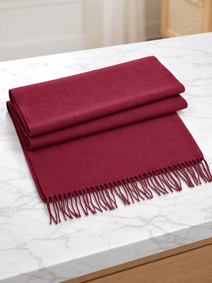 Bufanda lisa con flecos mujer | Bufanda suave y cálida de invierno 180x30 cm.