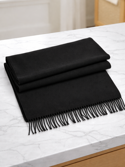 Bufanda lisa con flecos mujer | Bufanda suave y cálida de invierno 180x30 cm.