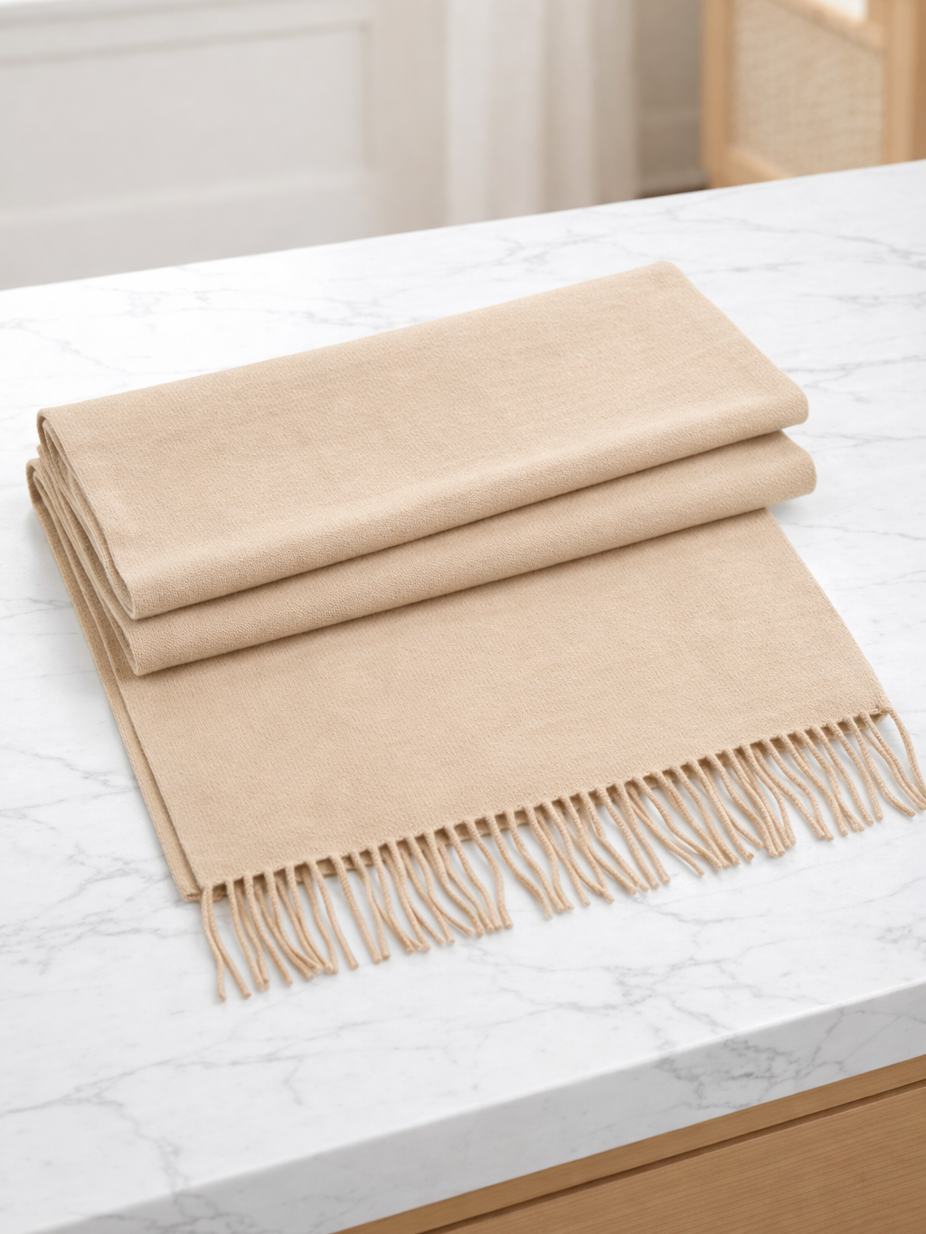 Bufanda lisa con flecos mujer | Bufanda suave y cálida de invierno 180x30 cm.