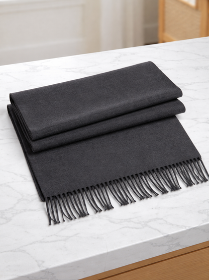 Bufanda lisa con flecos mujer | Bufanda suave y cálida de invierno 180x30 cm.