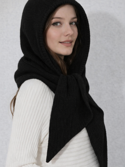 Balaclava de Punto con Lazo y Capucha – Bufanda Acabado en Pico y Efecto Lazo