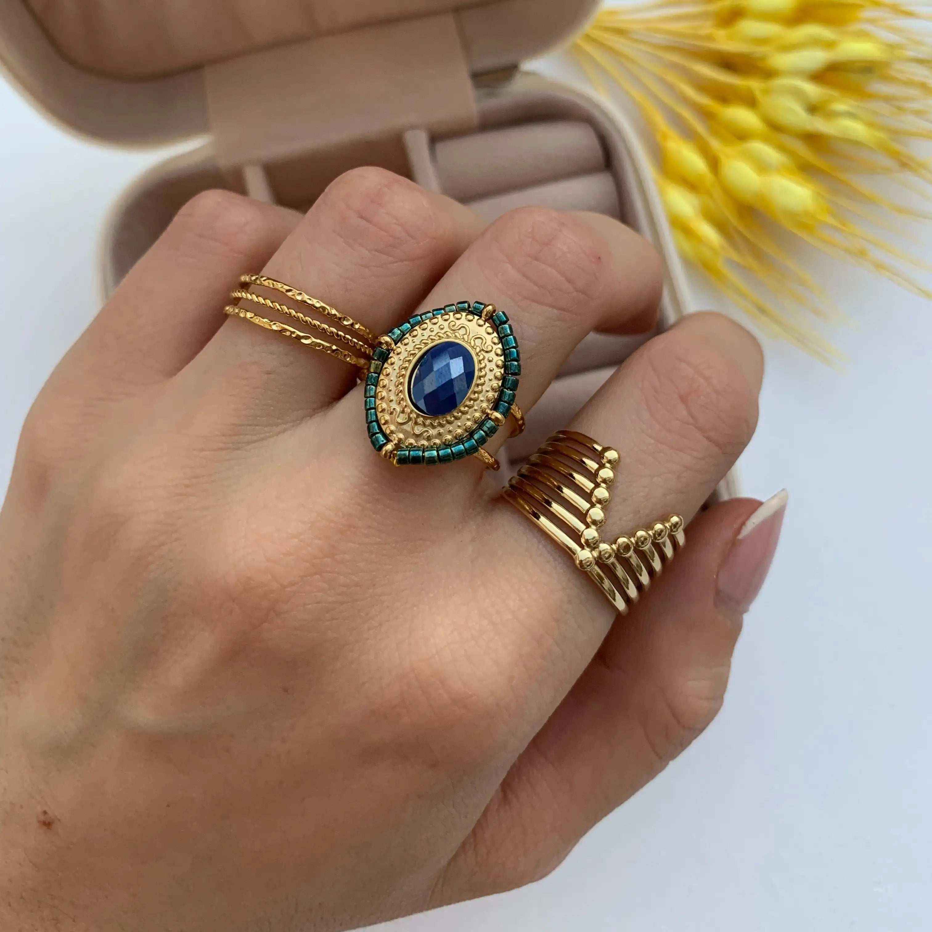 Anillo Lauren Piedras Baño de Oro - MINNI MOON-Lepetitemarie-Singularu-PDPAOLA-Luamarta