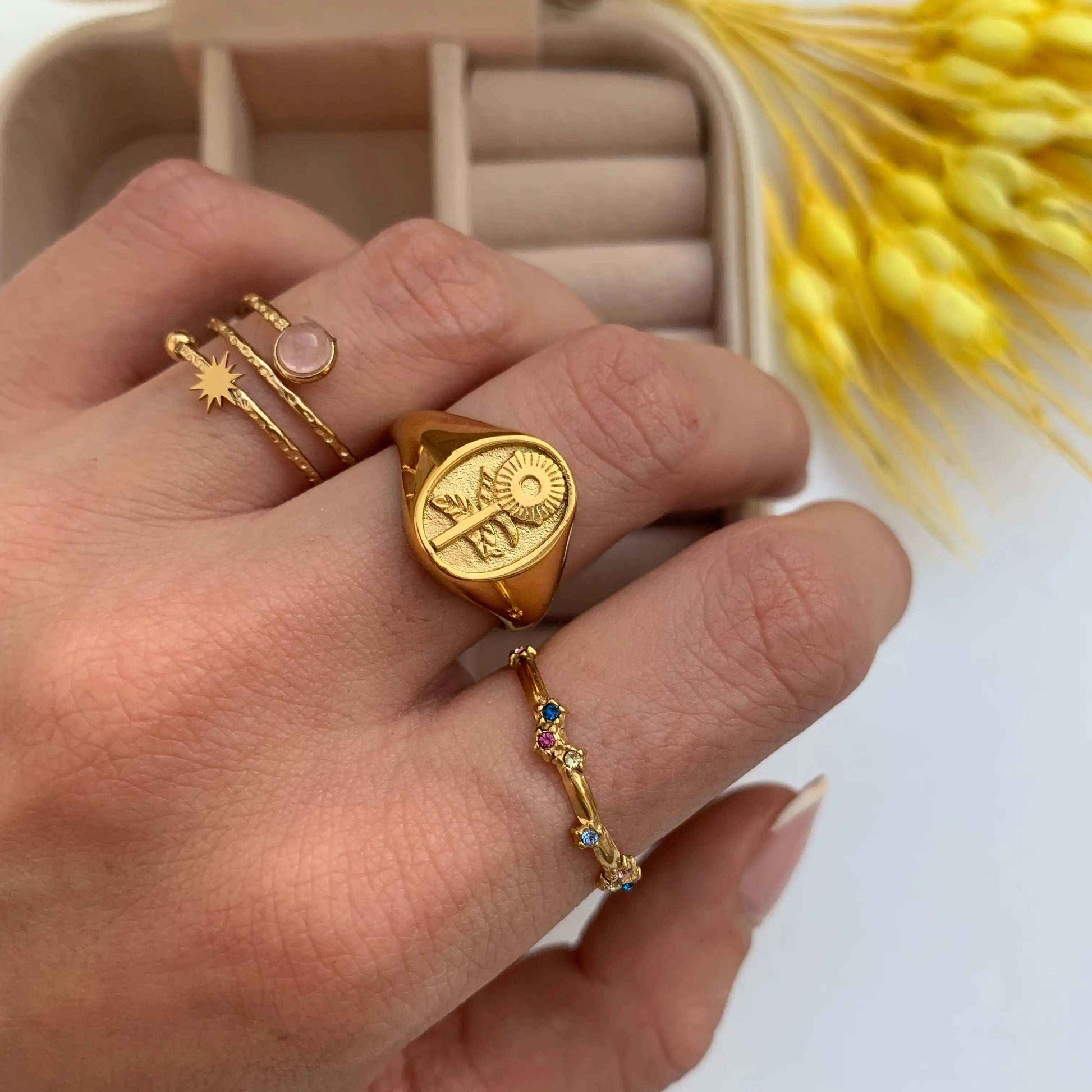 Anillo Girasol Baño de Oro - MINNI MOON-Lepetitemarie-Singularu-PDPAOLA-Luamarta