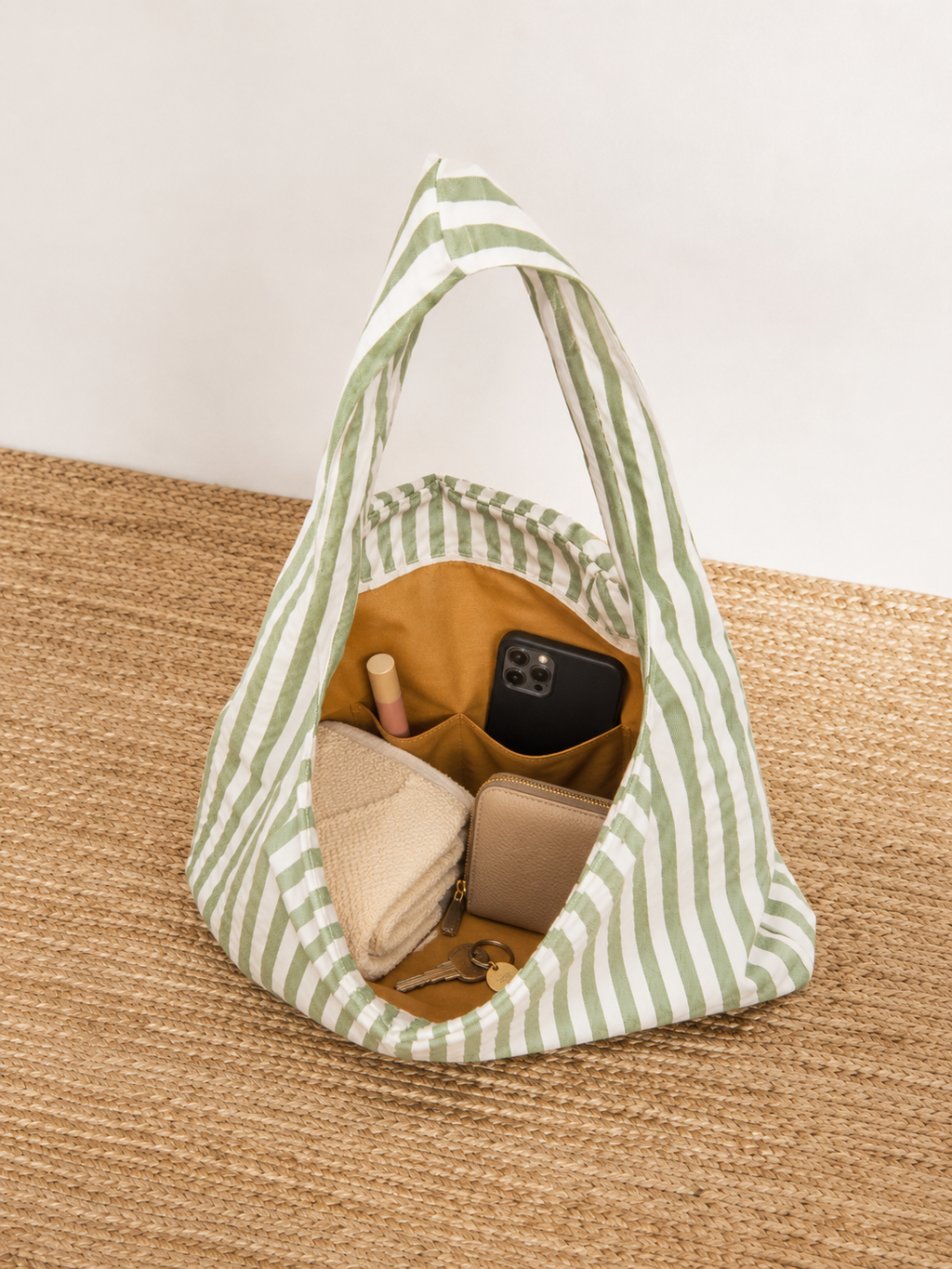 Bolsa Hobo de Tela de Rayas Pastel 35x15x35 cm | Bolsa de Hombro