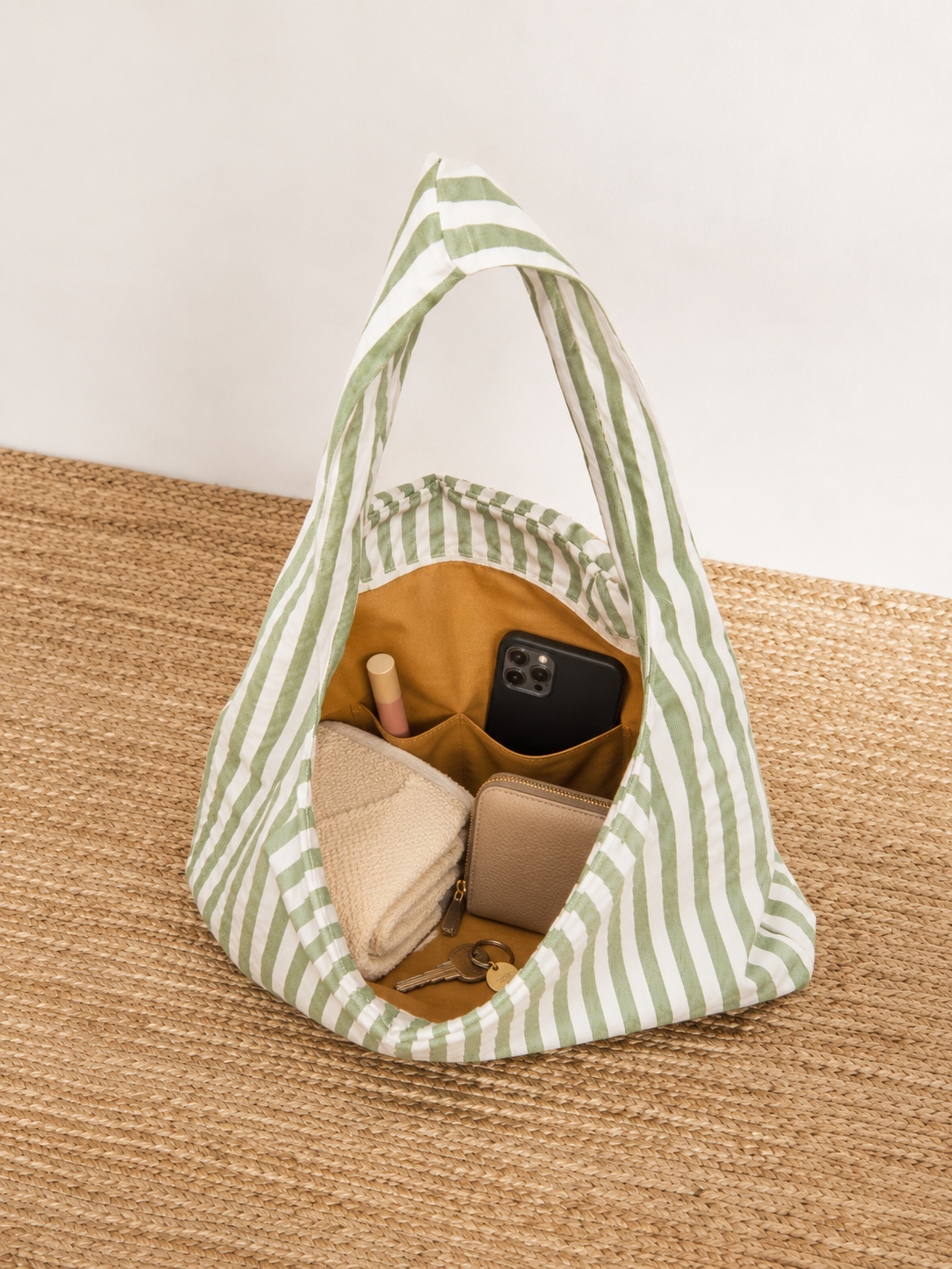 Bolsa Hobo de Tela de Rayas Pastel 35x15x35 cm | Bolsa de Hombro