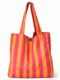 Bolsa de Tela Algodón Cuadros Vichy o Rayas Personalizado 42x38cm | Cierre con botón