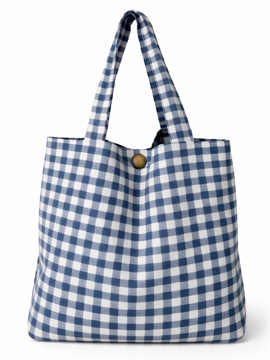 Bolsa de Tela Algodón Cuadros Vichy o Rayas Personalizado 42x38cm | Cierre con botón