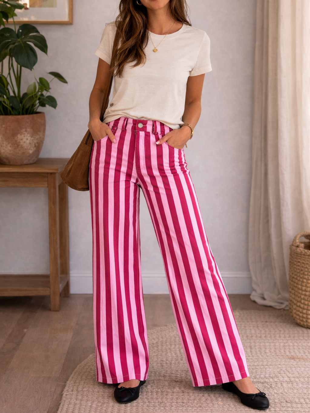 Pantalón de Rayas Bicolor Estructurado tipo Denim | Fabricado en Italia