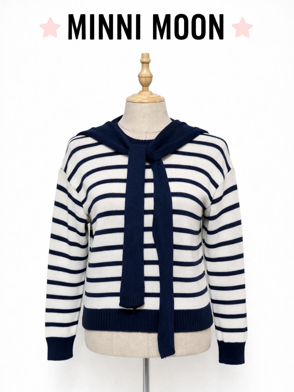 Jersey Fino de Rayas con Sobrejersey Extraíble Anudado | Efecto Dos Piezas Elegante