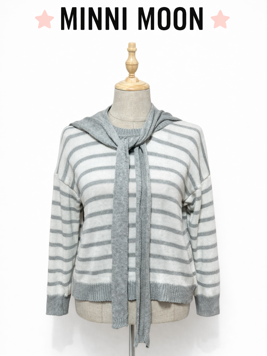 Jersey Fino de Rayas con Sobrejersey Extraíble Anudado | Efecto Dos Piezas Elegante