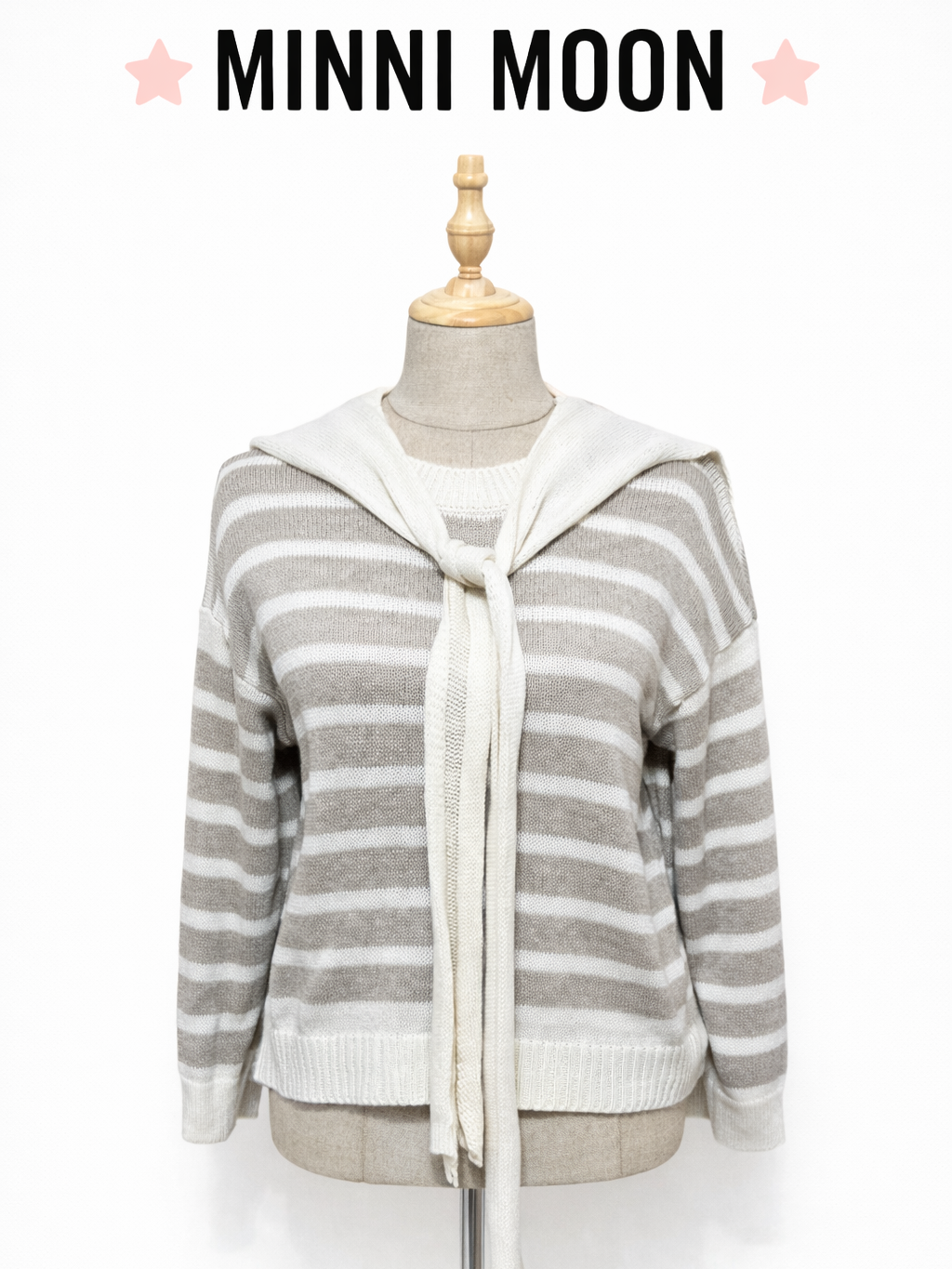 Jersey Fino de Rayas con Sobrejersey Extraíble Anudado | Efecto Dos Piezas Elegante