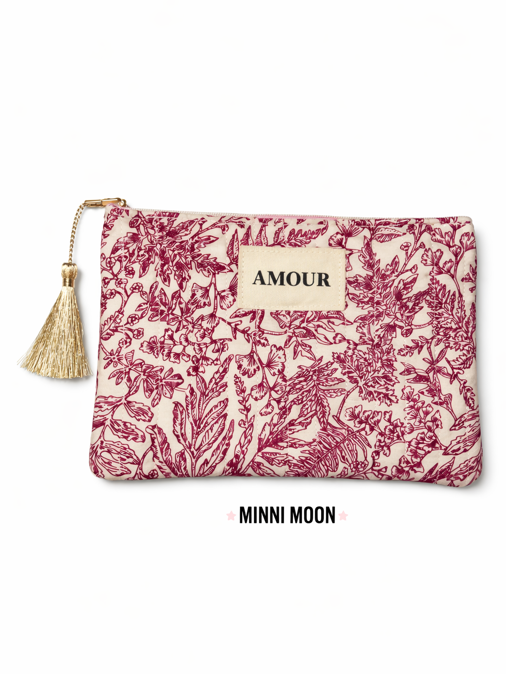 Neceser Acolchado Estampado Primavera – Estuche multiusos con Borla Decorativa